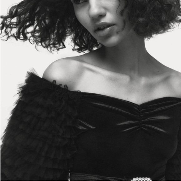 ZARA VELVET DRESS WITH TULLE BALLOON SLEEVES - Picture 9 of 10